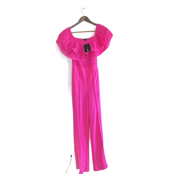 Fashion Nova NWT Layers To This Lady Wide Leg Jumpsuit - Barbie Hot Pink XS - Picture 2 of 8